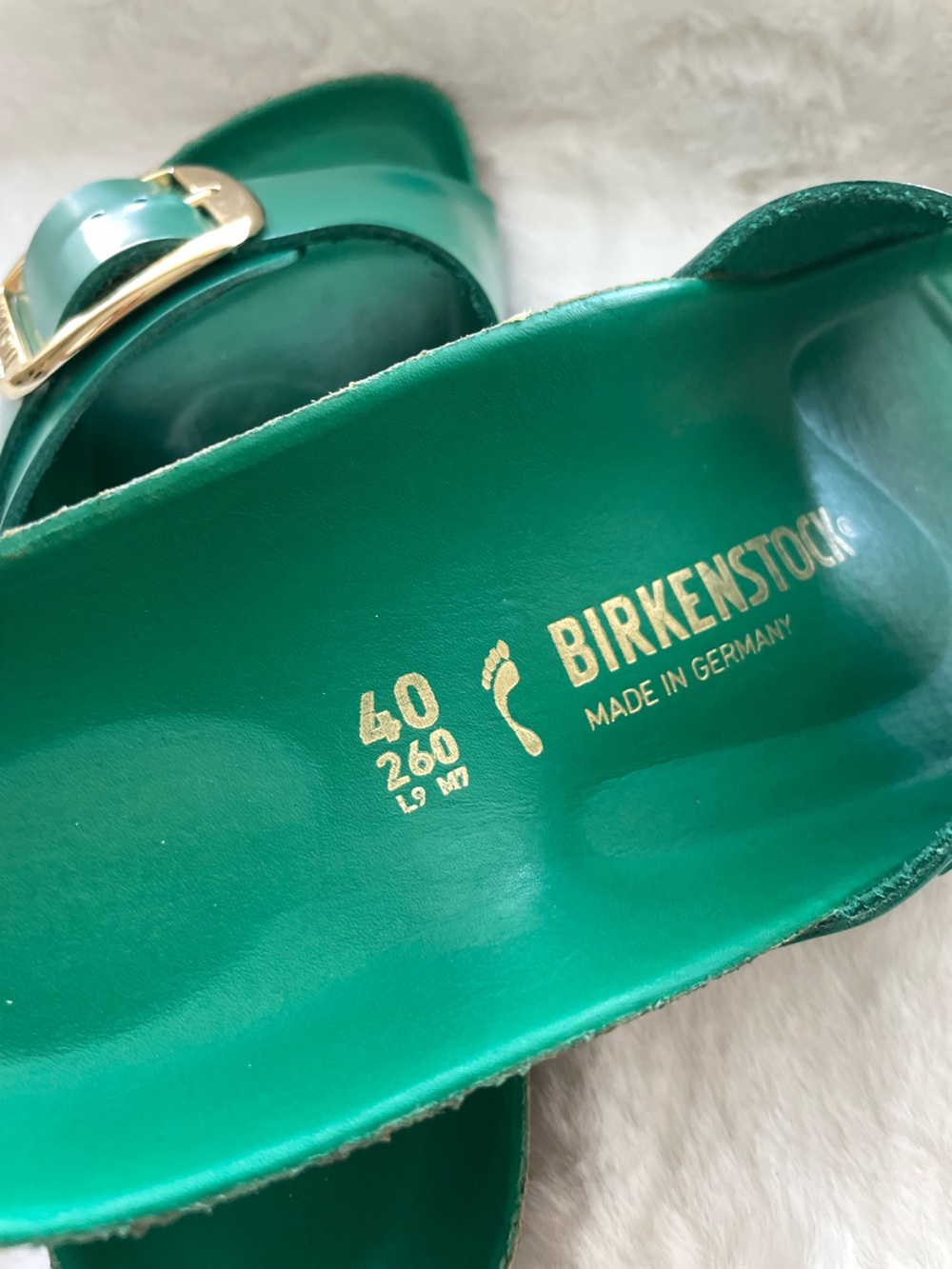 Birkenstock MADRID Big Buckle Digital Green Sandals High Shine Gold size 40 - Picture 5 of 7